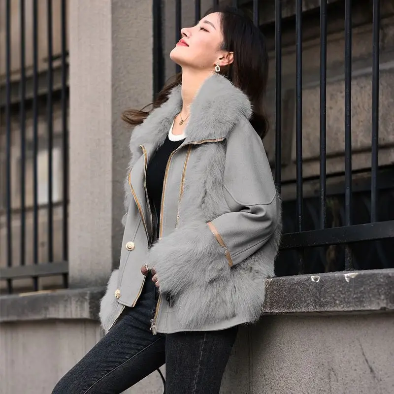 2022 Winter Women's Warm Faux Fur Short Jacket Lady Graceful Luxury High Quality Coats Fashion Joker Parka Outerwear Female New