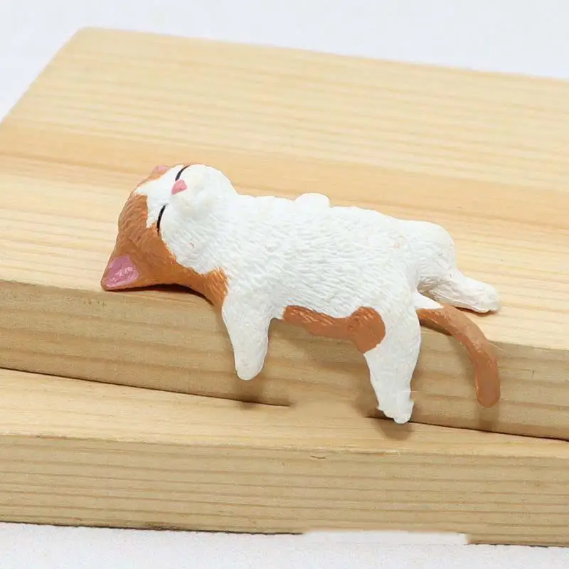 Chats Miniatures, Figurines De Tableau De Bord | 4X Mignon Petit Chat Endormi Figurine Ornements De Voiture,Décorations D'écran De Commande Centrale