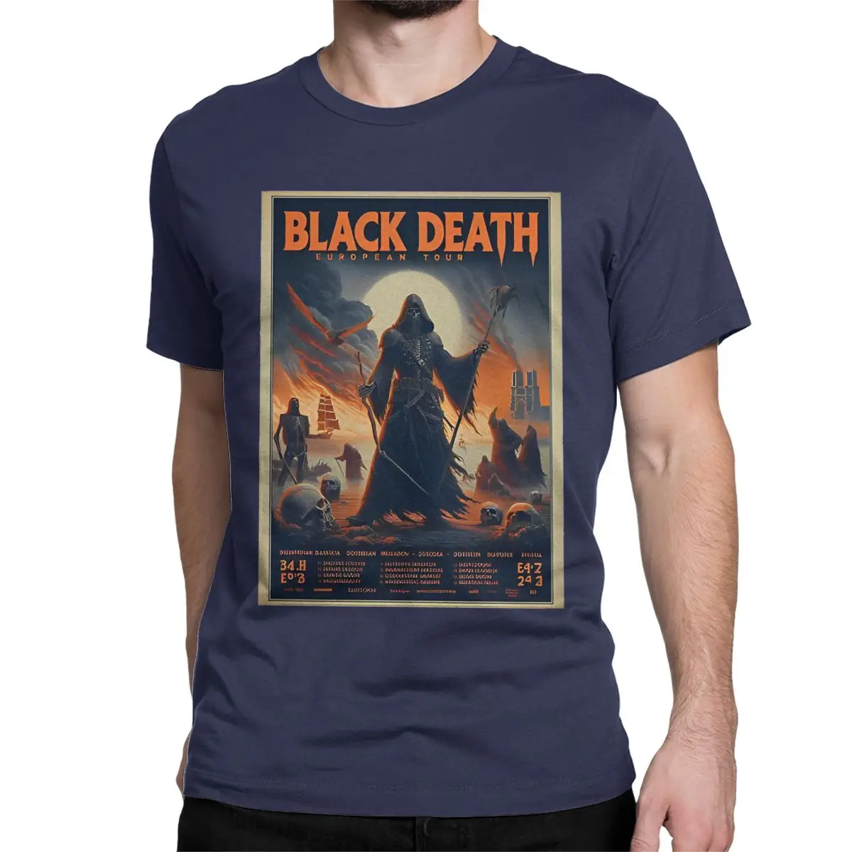 thumbnail image 1 of Camiseta de la gira europea del Doctor de la Peste Negra para hombre y mujer, de algodón puro, de manga corta y cuello redondo, talla grande, 1 of 7