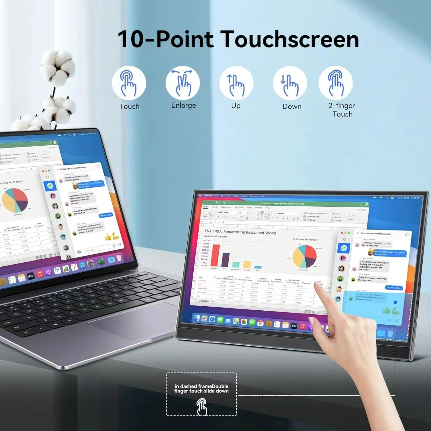 15.6 인치 휴대용 모니터 Touchscre 00Nit HDMI USB-C IPS 스크린 Moblie 디스플레이 PC XBox PS4/5 스위치 전화 Loptop 확장