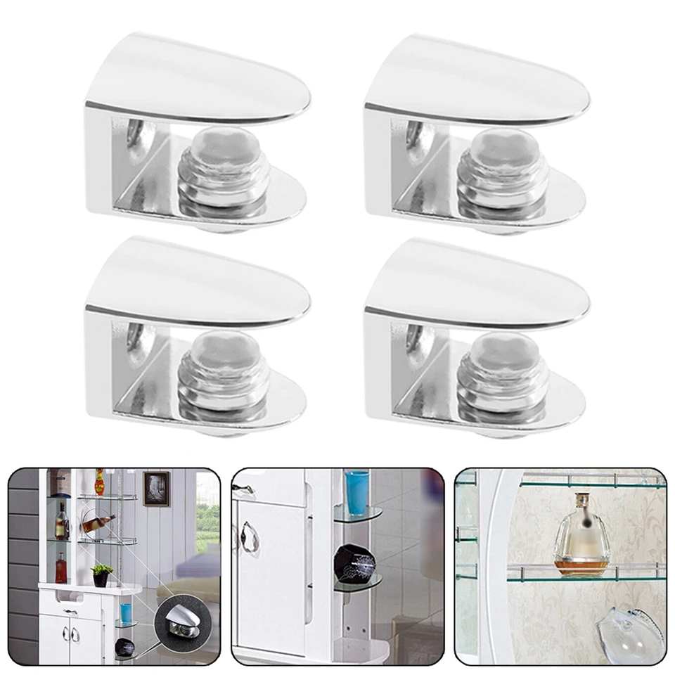 Aexit 4pcs Zinc Alloy Adjustable Shelf Clips - Safety Brackets For 5mm-20mm Thick Glass Shelves