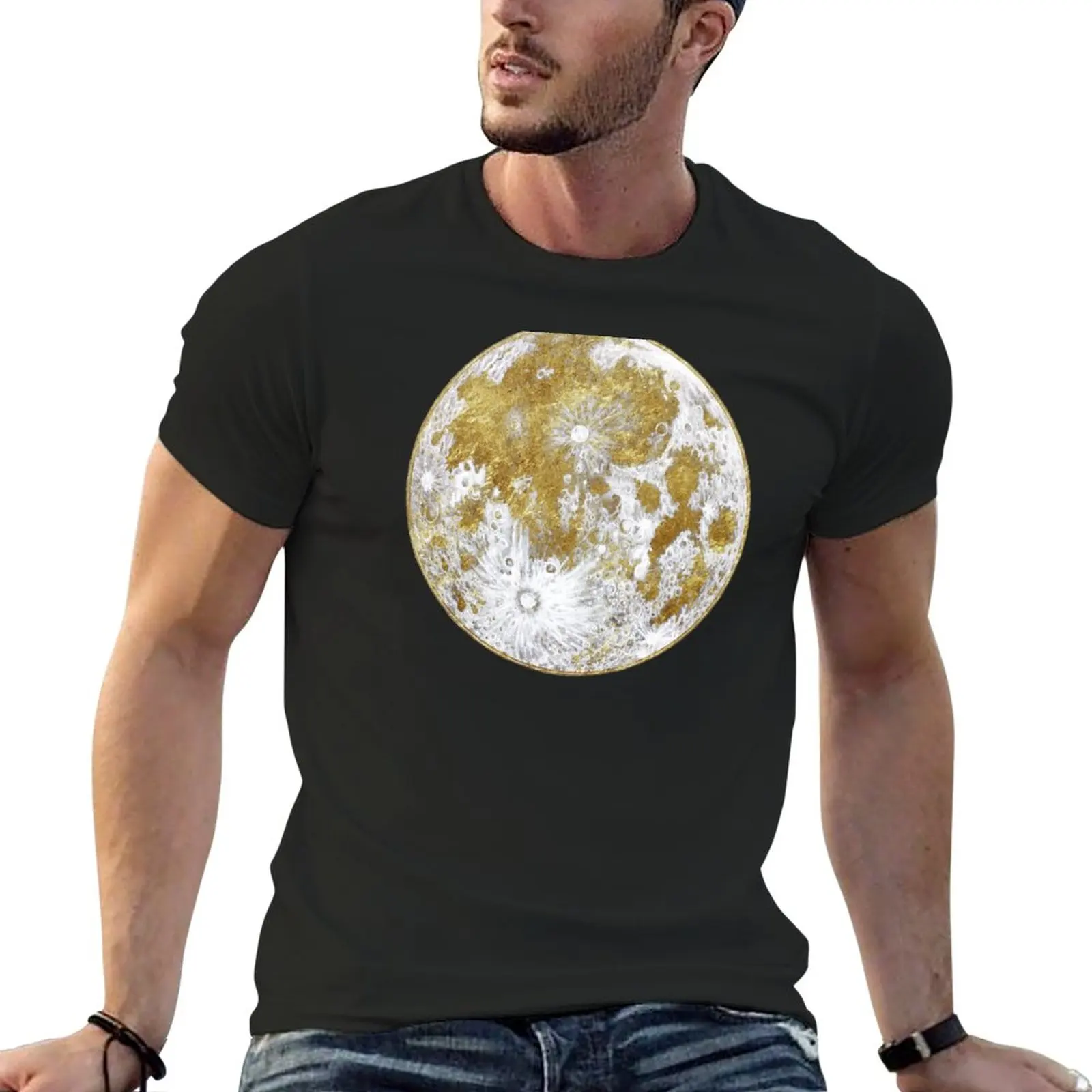 

Golden Moon Pattern T-Shirt Aesthetic clothing korean fashion Men's t-shirt