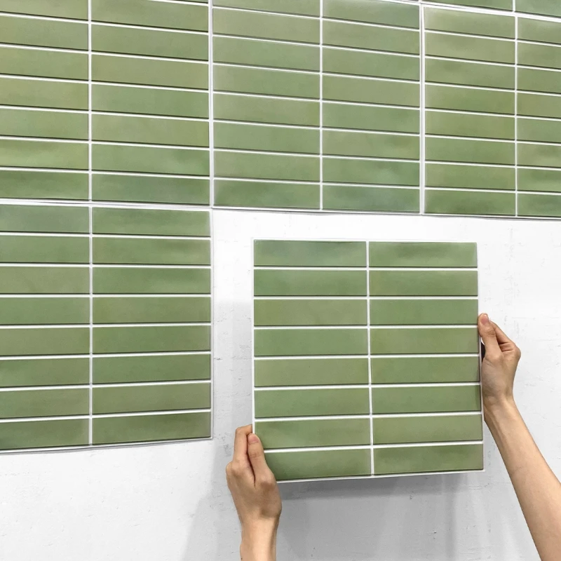 3D Peel And Stick Wall Green Tile 3D Tile Sticker Per Bagno Wall Kitchen Tile Backsplash Pannello Murale Autoadesivo Impermeabile