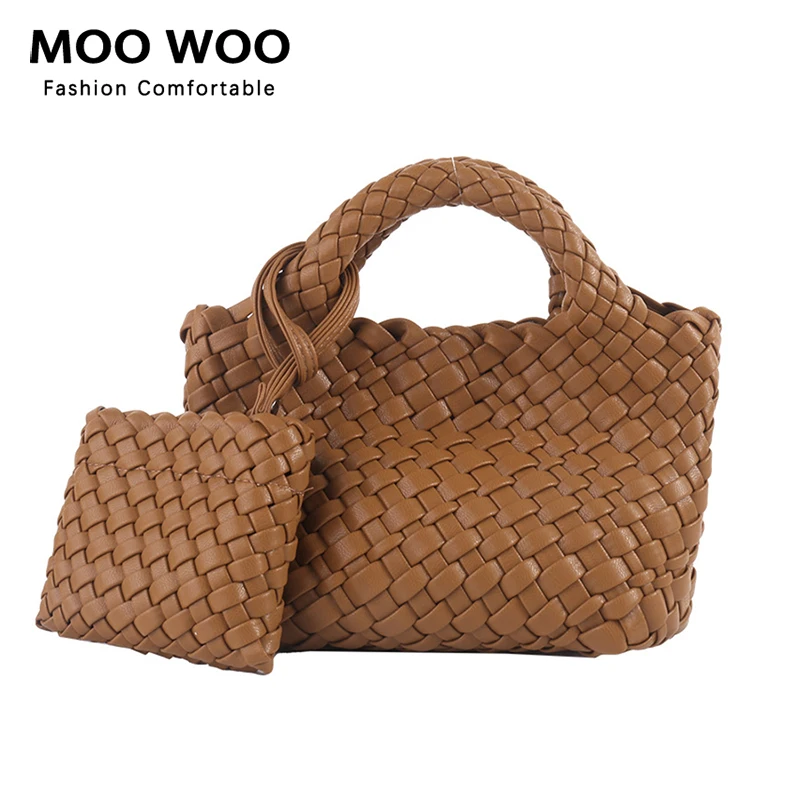 

MOOWOO Handwoven Handheld Bag for Women's New High Capacity Tote Mother Cabbage Basket Water Bucket Bag Oblique Straddle Bags