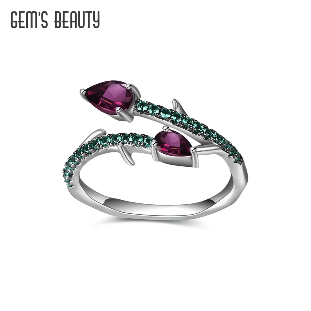 

GEM'S BEAUTY Thorns 925 Sterling Silver Ring Colorful Natural Gemstones Vintage Plant Valentine's Gift For Women Fine Jewelry