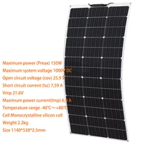 XINPUGUANG  Panneau Solaire Flexible 18V 100W Cellule Solaire 150W 200W 300W 400W Photovoltaïque Pour Voiture/Maison/Camping/Balcon Batterie de Charge Solaire Monocellulaire Etanche Flexible Solar Panel Sets 4