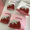 Strawberry Embroidery Face Towel Couples Cute Daily Ins Home Household Strong Absorbent Soft Coral Fleece New Simple Microfiber 6