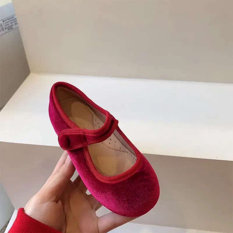 2024 AncoBear Princess Flat Shoes for Baby Girls Kids Autumn Vintage Soft-sole Flatties with Low-cut Uppers Children Flats 3