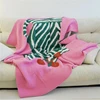 Half Fleece Pink Vase Pattern Sofa Shawl Blanket Nordic Summer Air Conditioning Blanket Office Nap Blanket 1