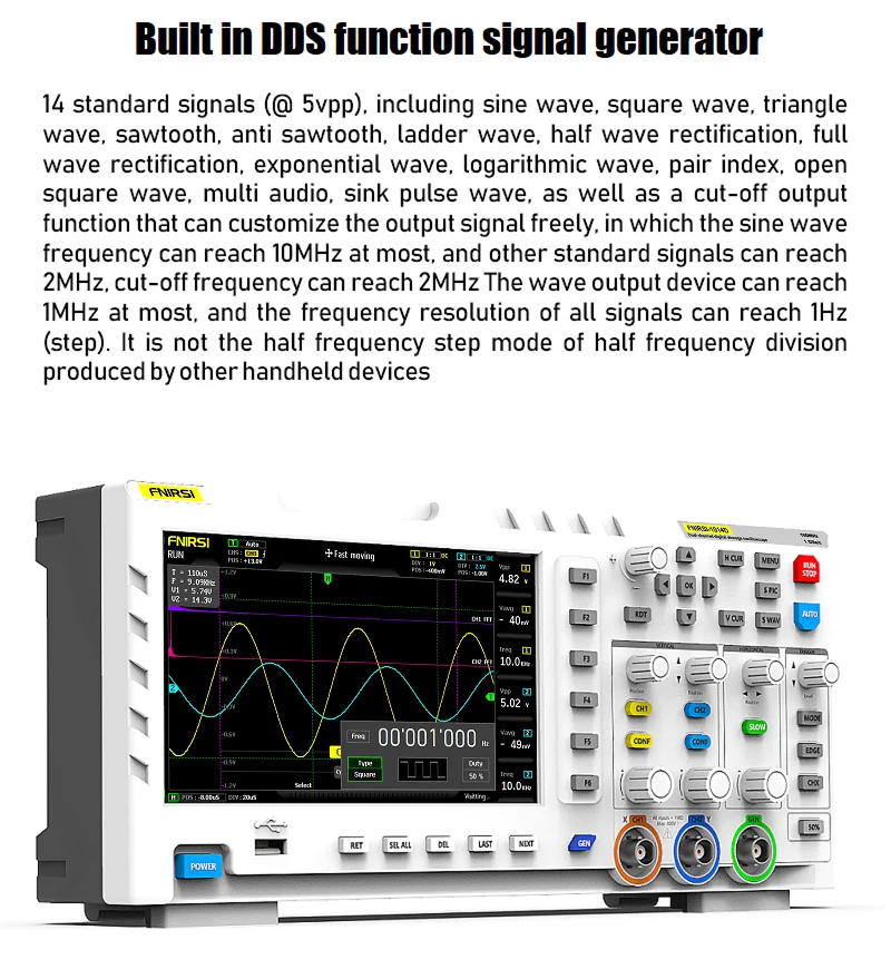1014D Digital Oscilloscope, 2-in-1 Dual Channel Input Signal Generator Desktop O