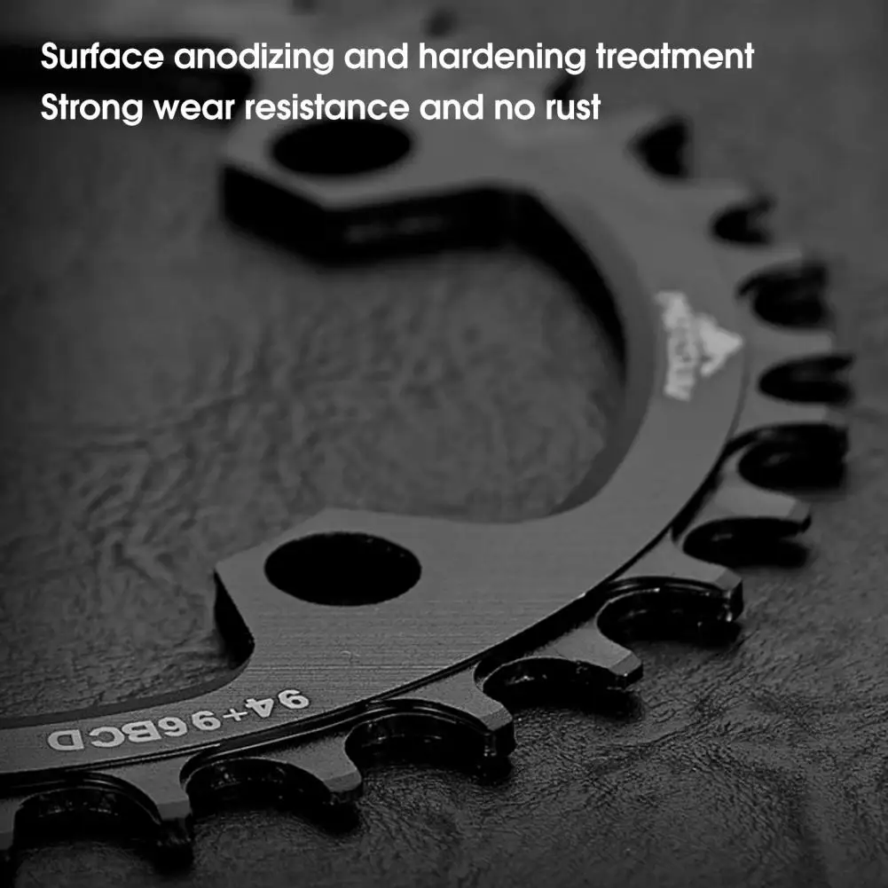 94/96BCD 안정적인 자전거 체인 링 사이클링 용 MTB 32T/34T/36T/38T 용 경량 알루미늄 합금 단일 속도 자전거 체인 휠