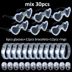 Illuminating Wedding Party Favors: LED Glasses, Glow Bracelets & Flashing Rings (Mix 30pcs)