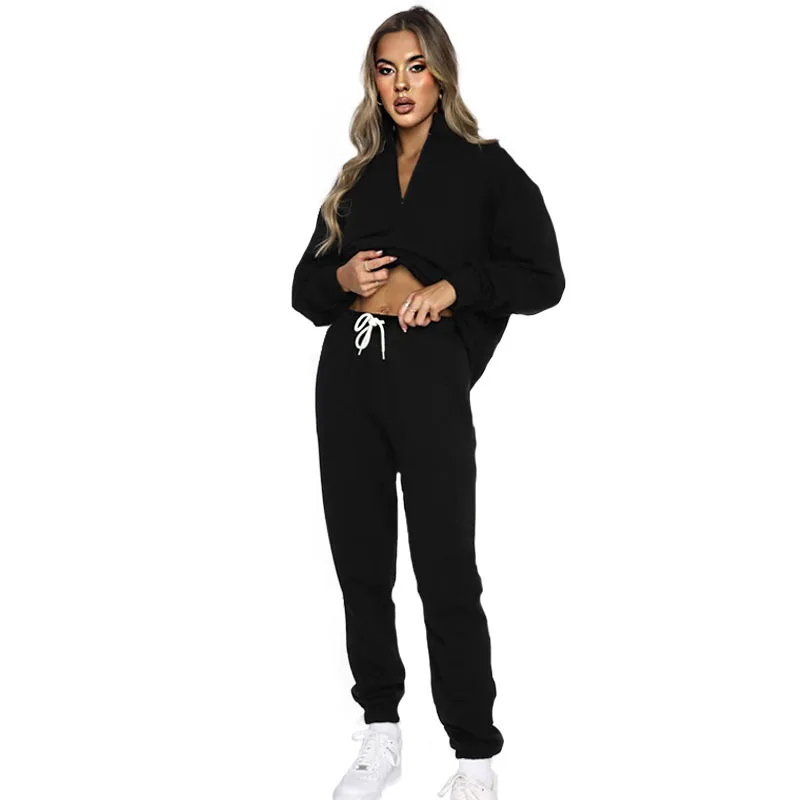 Women Sweatshirt+Full Pants Two-piece Set Tracksuit 2023 Luxury Black  Casual Spring Clothes Oversized sweatsuits Matching Sets