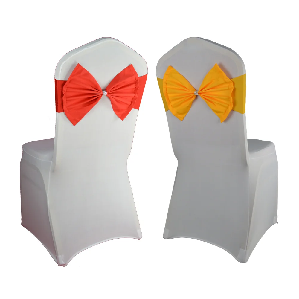25pcs/Lot Wholesale Bow Chair Sashes Band For Party Birthday Banquet Chair Bow Tie Band Belt Romantic Wedding Decoration Sale
