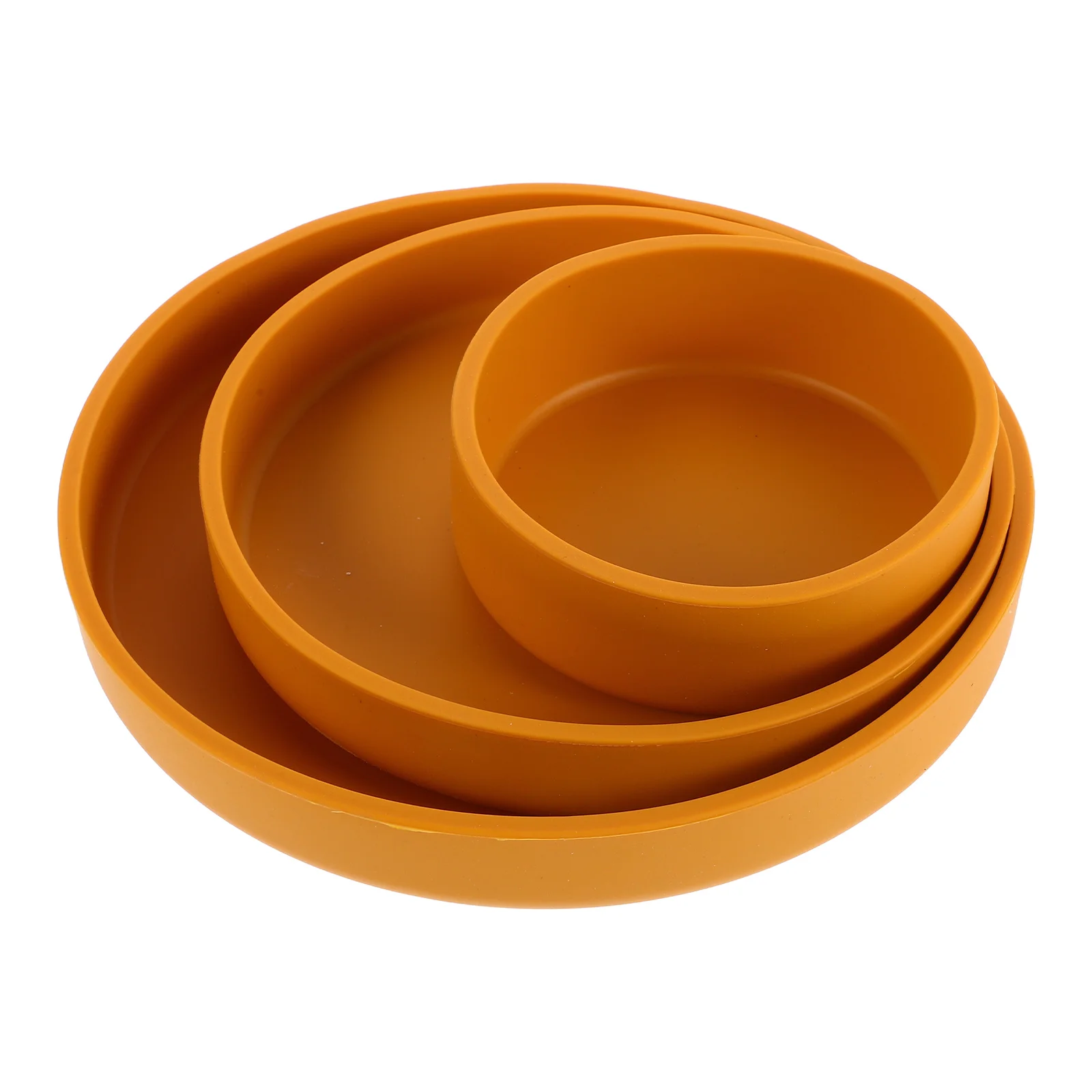 3 Pcs Silicone Plate Baby Girl Essentials Yellow Silica Gel Bowls and Plates Newborn