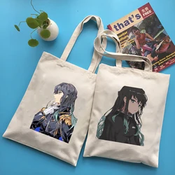 Shoping Bags Canvas Bag Demon Slayer's Blade Shopper 2021 Shopping Boutique Women's Luxury Designer Handbags Cloth Tote Anime