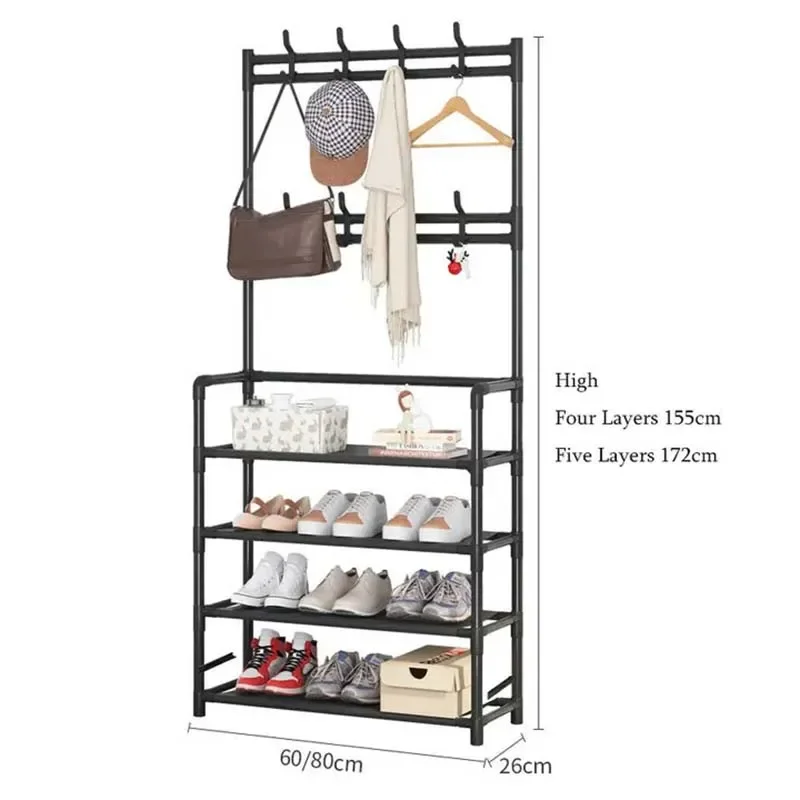 Shoe Rack Simple Floor Shoe and Hat Rack Load-bearing Living Room Organizer Clothes Hat Coats Shoes Combination Storage Shelf shoe rack