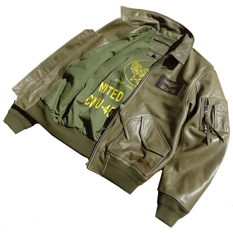 Leather Jacket Mens Olive Green Military Jacket Military Green