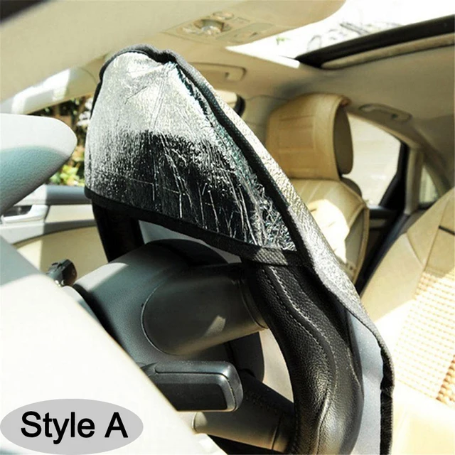 Car Steering Wheel Sun Shade Double Thick Sun Protection Foldable Anti-uv Sunscreen Car Supplies Car Steering Wheel Cover Silver 2