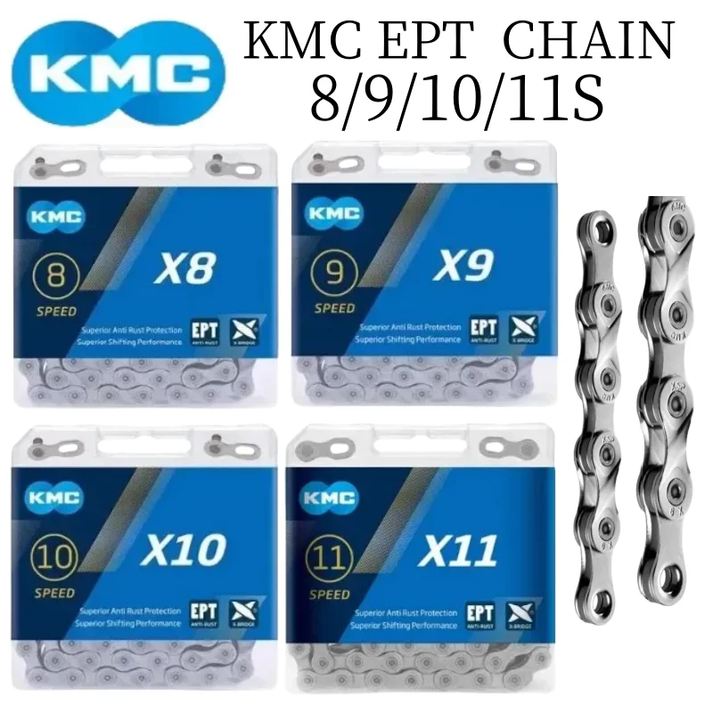 

Цепь велосипедная KMC X8 X9 X10 X11 EPT, быстросъемная, для предотвращения ржавчины, для горных велосипедов, 8s, 9s, 10s, 11S, запчасти для Shimano SRAM