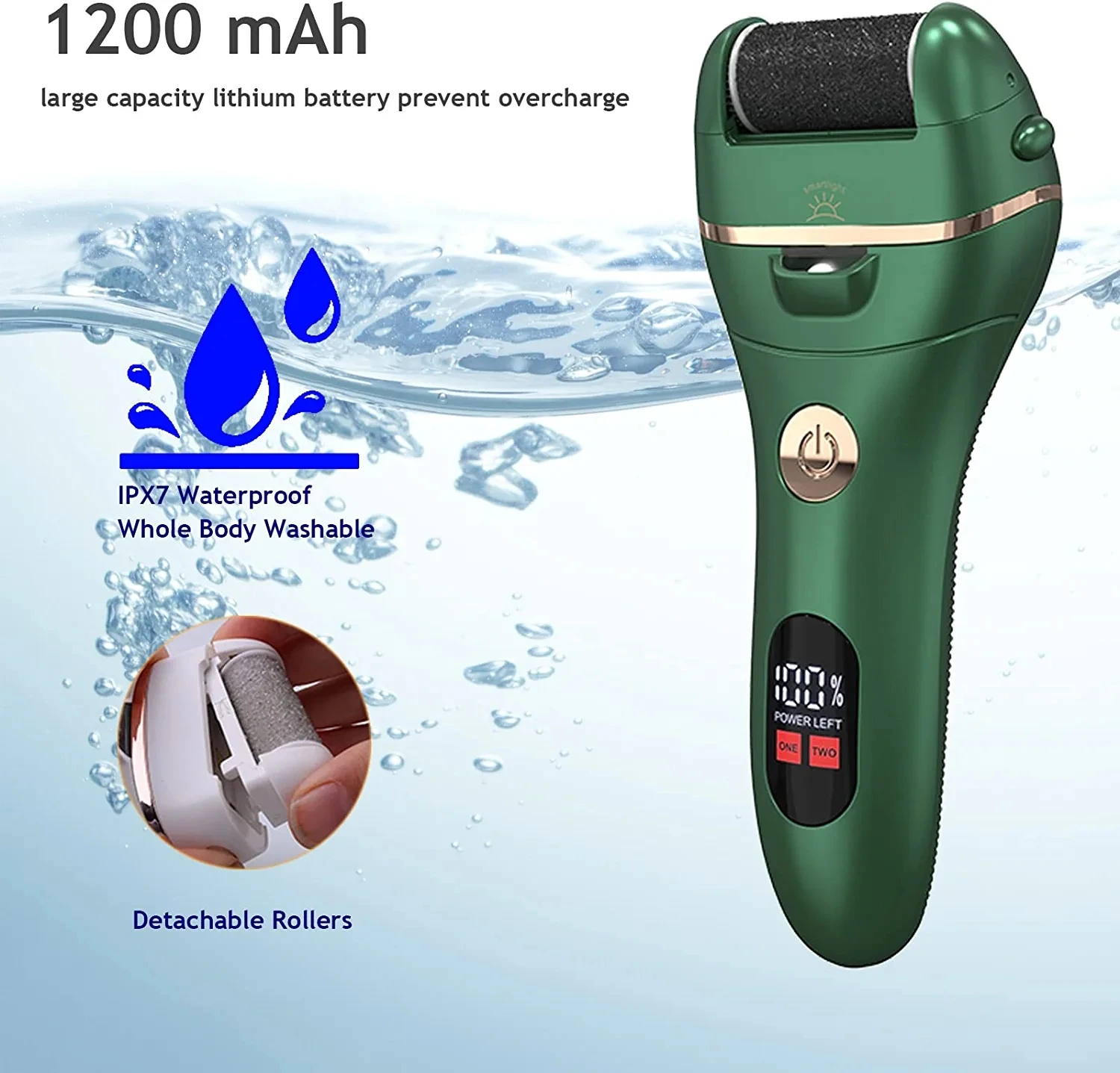 Professional Electric Feet Callus Remover,IPX7 Waterproof Portable Electronic Foot Scrubber Pedicure Kit for Removing Dead Hard 3