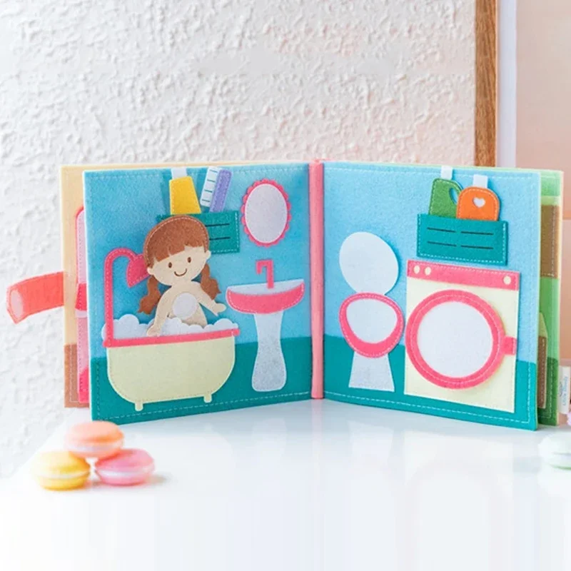 Toddlers Montessori Busy Book 3D Baby Story Cloth Activities Book Board Preschool Learning Education Travel Toys for Story Book 3