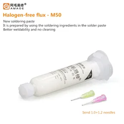 Amaoe M50 M51 M52 M159 Halogen-free Solder Paste for Phone Motherboard Repair with Push Rod Set BGA Soldering Paste Flux Oil