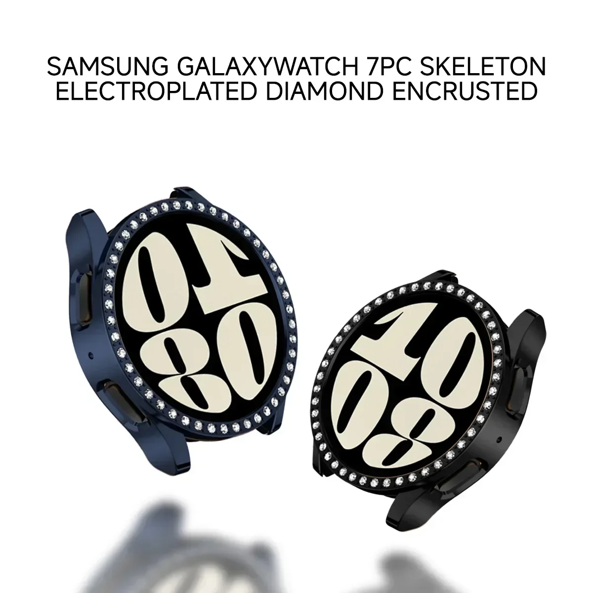 Sparkling Diamond Protective Case for 40mm & 44mm Smartwatches - Shiny Encrusted Cover Without Glass