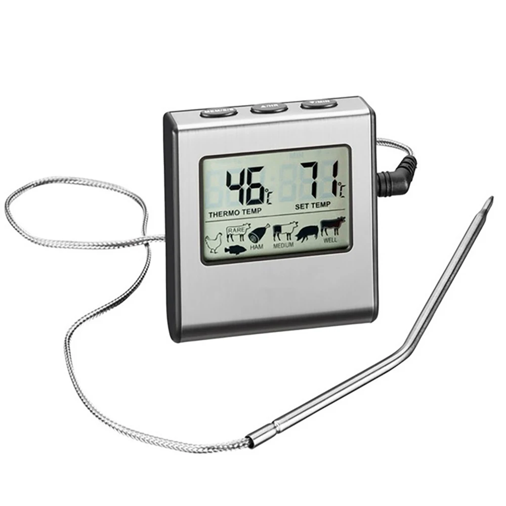 

Electronic Digital LCD Food Thermometer Probe BBQ Meat Water Oil Cooking Temperature Alarm Cooking Timer Kitchen Cooking Tester