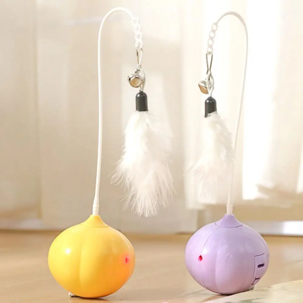 Creative Cat Tumbler Toy 360-degree Rotation Bite-resistant Automatic Teasing Cat Toys with Feather Bell Detachable