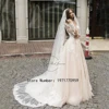 Customized Luxury Long Sleeve Wedding Gowns For Princess Scoop Neck A-Line Applique Elegant Applique Bridal Dress Robe De Marié 3