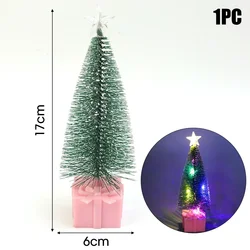 Festive Mini LED Christmas Tree Candle Lamp - Colorful Luminous Night Light Decorations for Holiday Home & Party Decor (Pink)