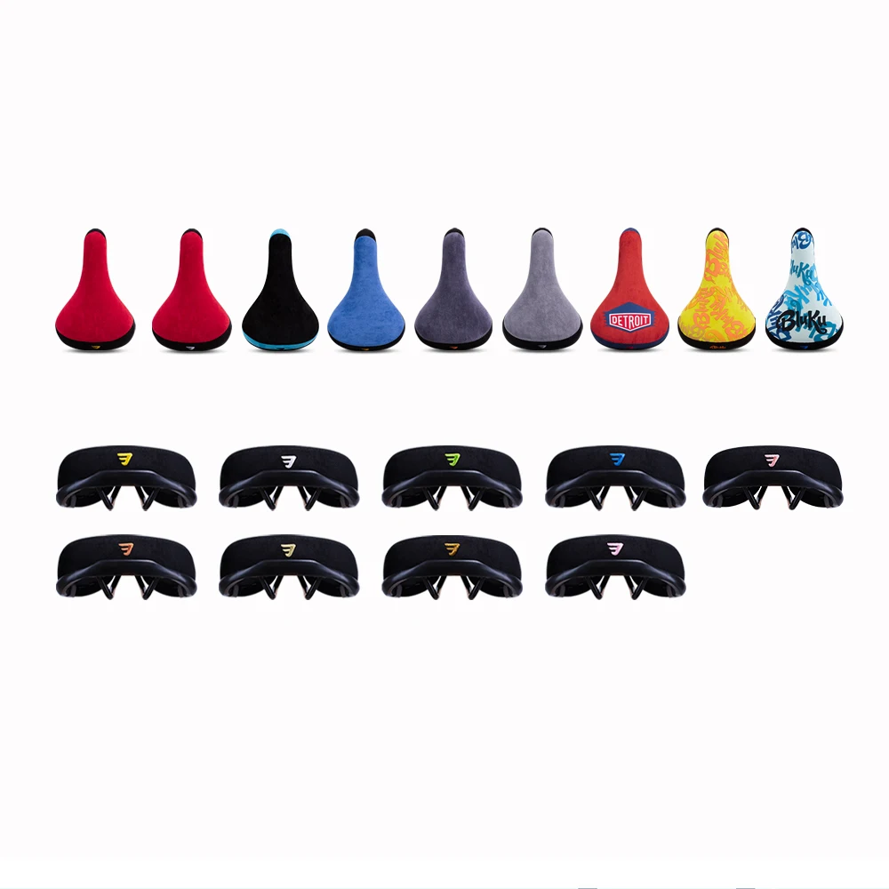 Bicycle Saddle Wheelie 2 Tones Colors Seat Flannelette Bike Seats Embroidery Logo 8mm Rail