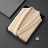 100% Class A Goat Cashmere Coat Men's Blue Fruit Neck Double breasted Knitted Cardigan Autumn Winter Warm Long Sleeve V-Neck Top 1