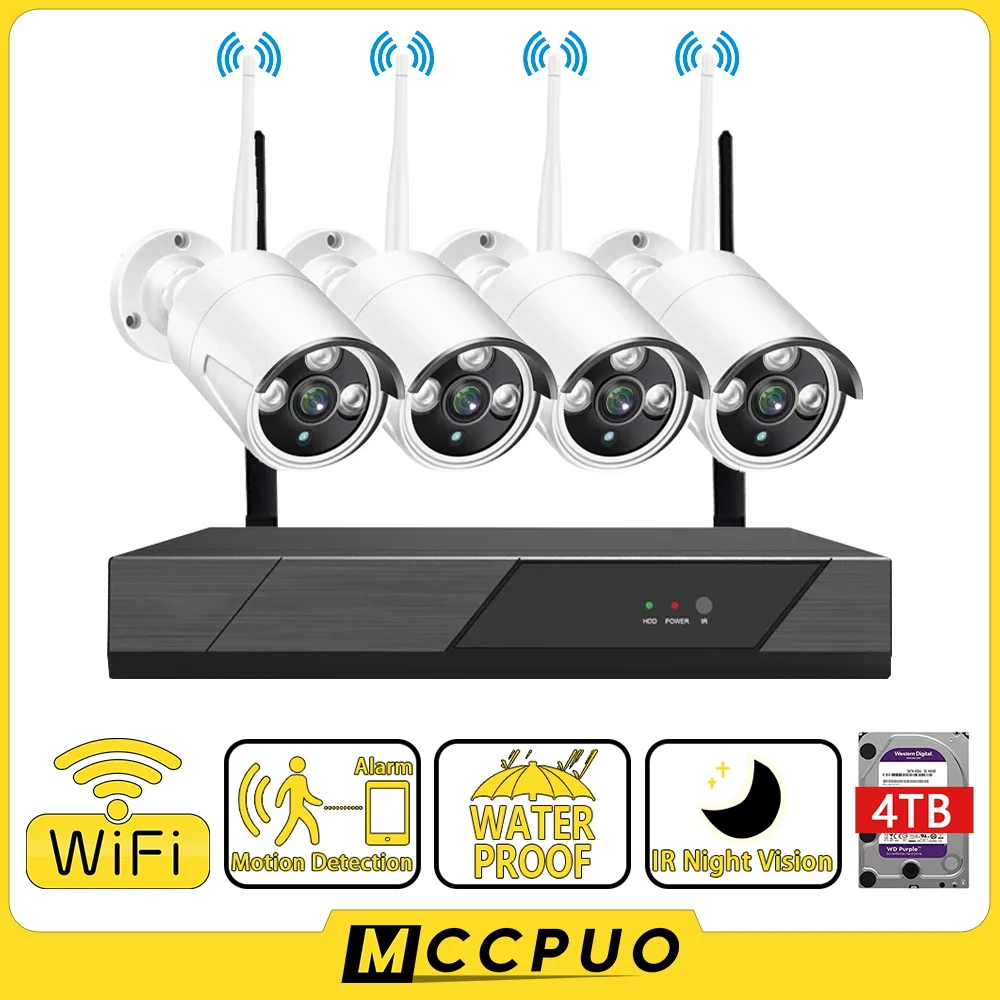 

Mccpuo 5MP 8CH Wireless CCTV System 1920P Outdoor Waterproof Wifi IP Security Camera Audio Record P2P Video Surveillance Kit