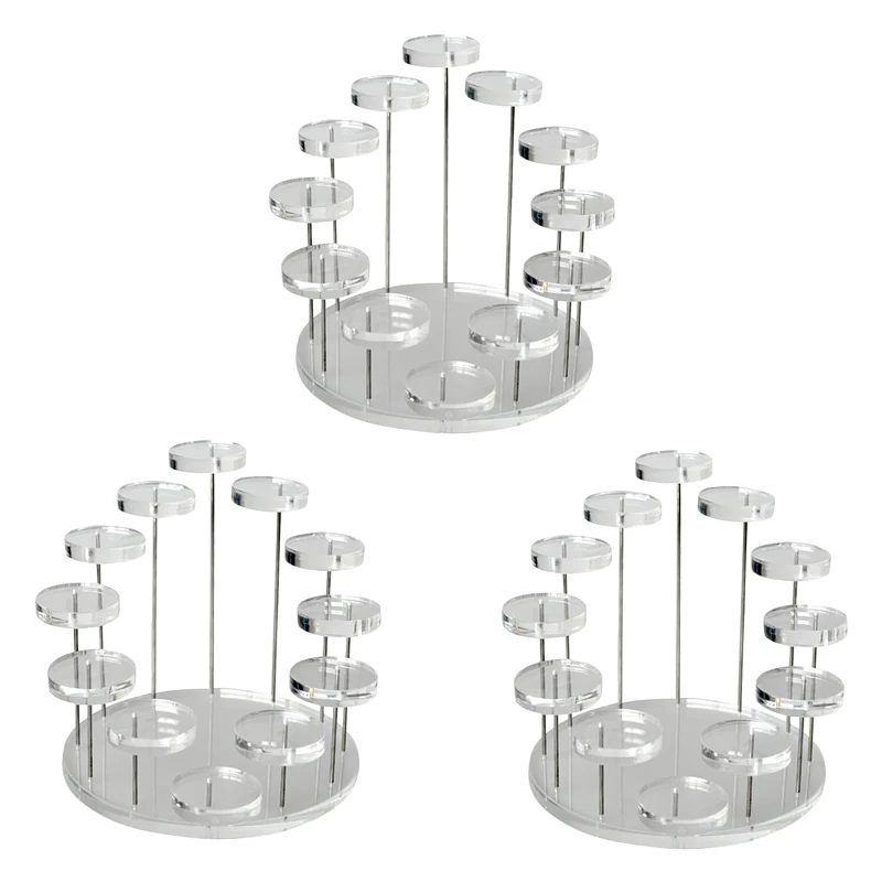 3X Fashion Multi-Layer Acrylic Ring Display Rack Earring Holder Pendant Gemstone Showcase Display Stand Transparent