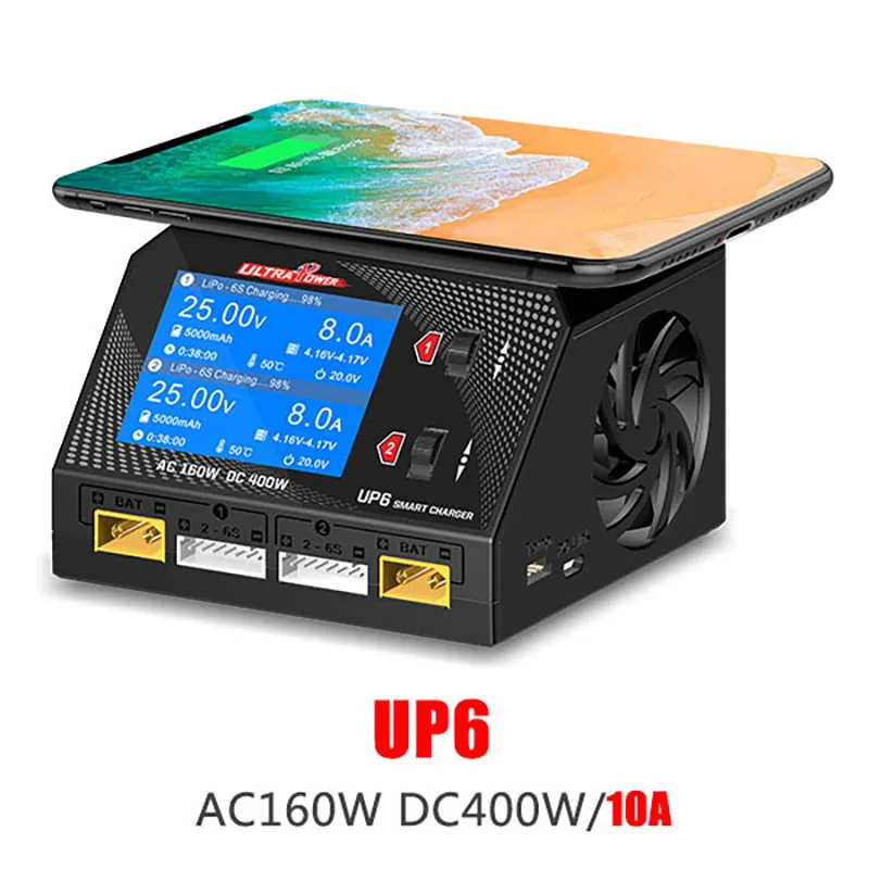 

Сверхмощный UP6 AC 100-240V DC 9,0-32,0 V двухканальный аккумулятор баланс зарядное устройство разрядник может заряжать 1-6S аккумулятор