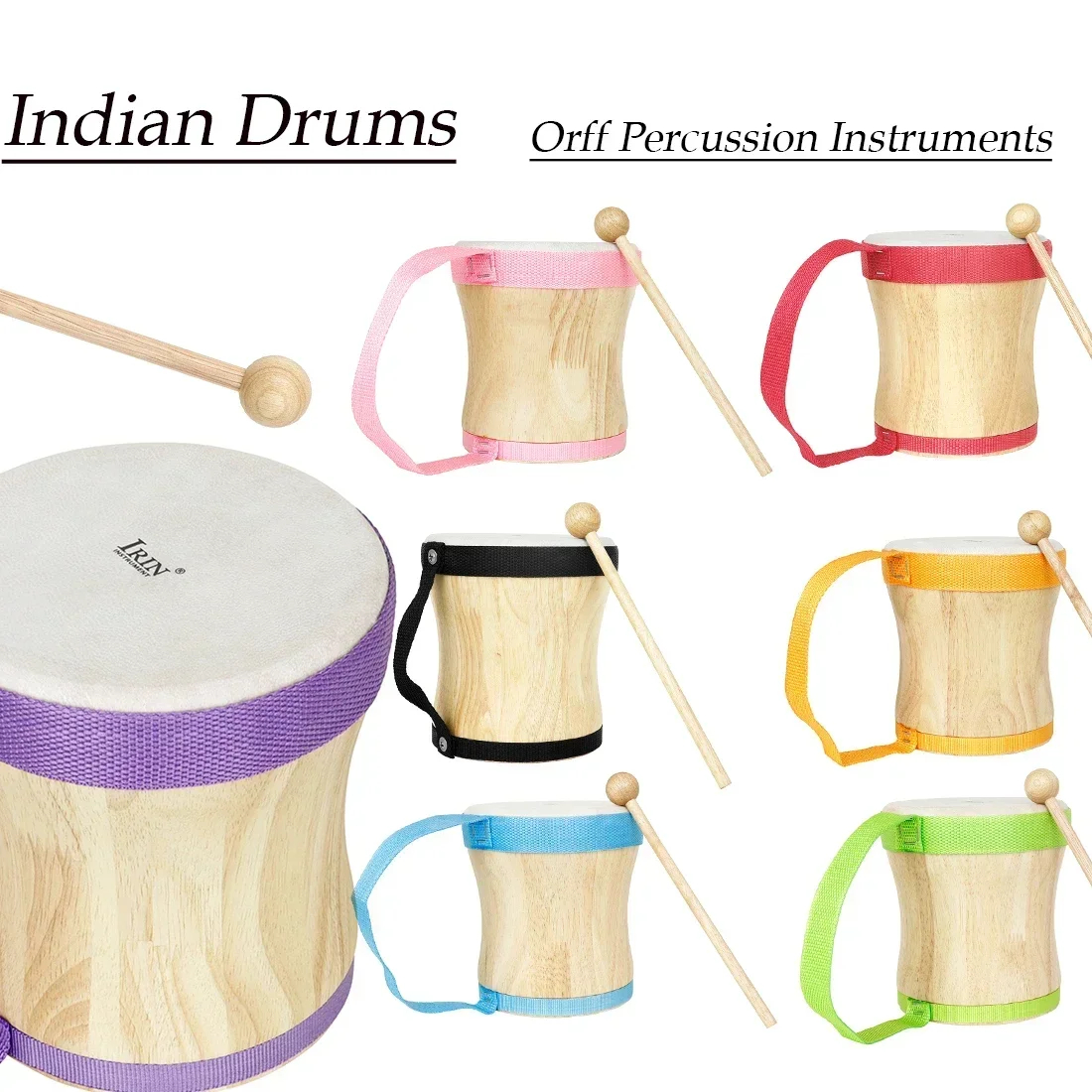 IRIN Indian Drums Professional Hand Drums Wooden Sheepskin with Drumsticks Percussion Instruments Children's Music Gifts