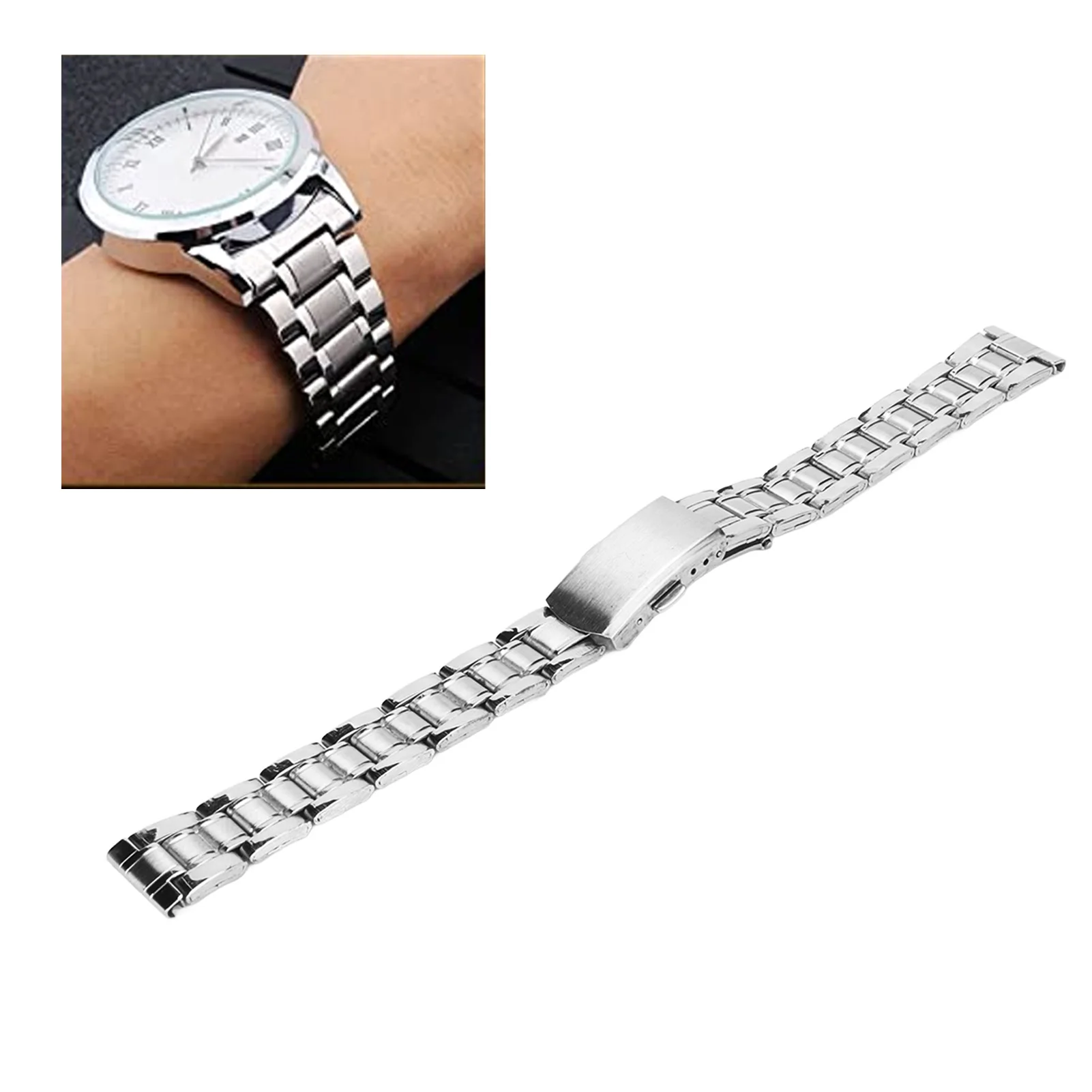 Stainless Steel Double Lock Buckle Watch Strap Bracelet