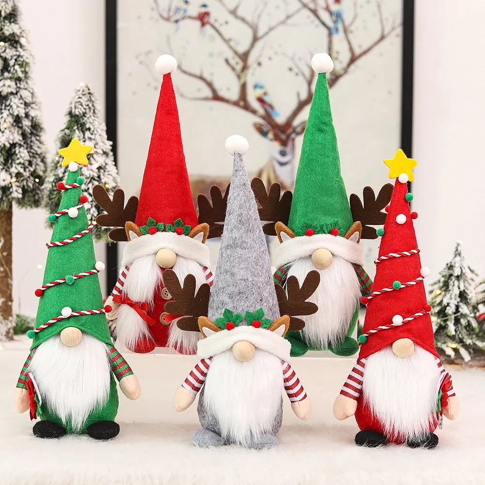 

Christmas Gnome Decoration,Mr and Mrs Xmas Gnome Plush Elf Decors Handmade Swedish Dwarf Ornaments Faceless Doll,Party Holiday