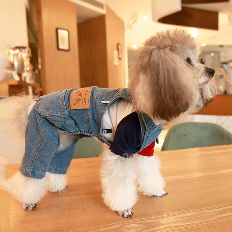 Jeans Dachshund Overalls Korea Denim Jumpsuit For Dogs Blue Jeans