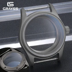 T2 Titanium/Steel Pilot Diving Watch Case - Premium Waterproof & Anti - Allergy Design with AR Sapphire - 36mm NH (Glass back)