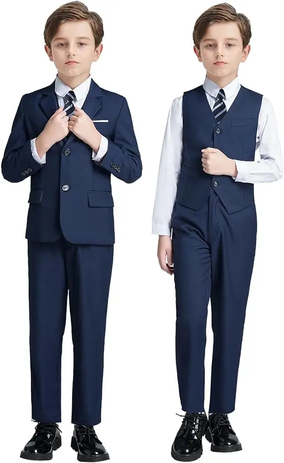 الأولاد أسود أزرق 4 قطعة/مجموعة سترة سترة السراويل...