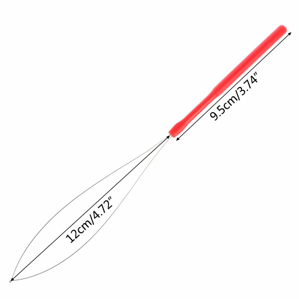 Hair Extensions Tool 1Pcs Random Color Hair Extensions Loop Needle Pulling Hook Tool Needle Threader Loop Tool for Silicone Microlink Beads