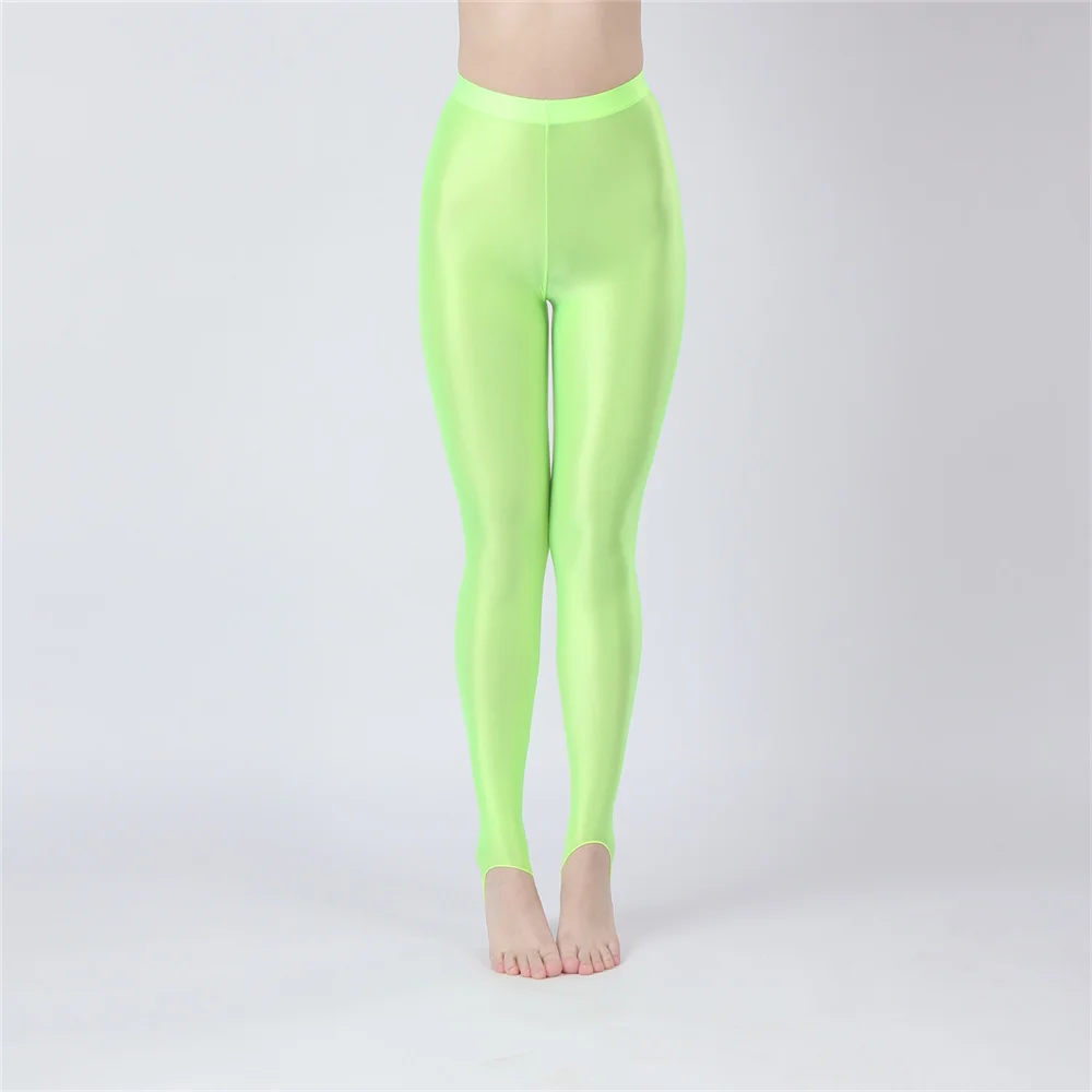 Sexy Women Thin Sheer See Through Pants Elastic Sexy Tight Silk Shiny Pencil Pant Oil Glossy Candy Color Yoga Leggings
