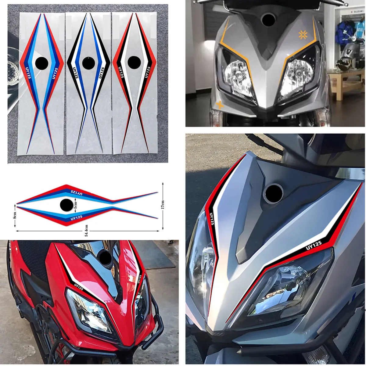 Motorcycle Front Fairing Decals Modified Decal Case Protector Streamline Head Shape Decoration for SUZUKI UY125 UY 125 2022 shape wastepaper basket desk decoration sundries storage bucket desktop storage box cosmetics storage box desktop trash can