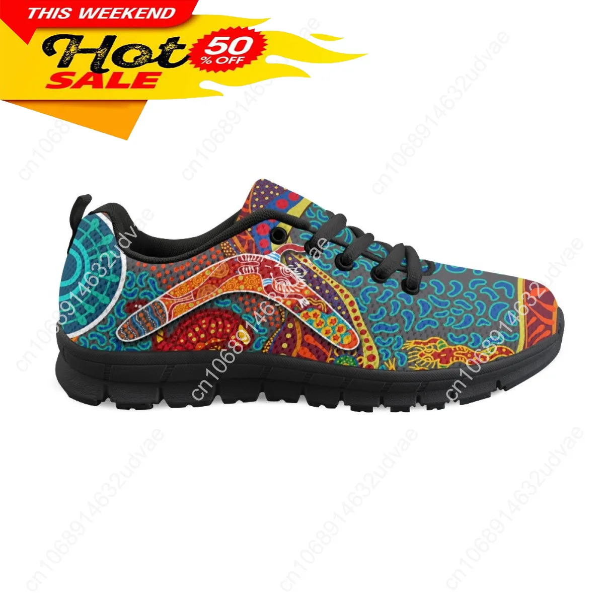 Australia Aboriginal Art Lace-up Mesh Sneaker Shoes For Women New Fashion Ladies Couple Flats Comfort Light Footwear