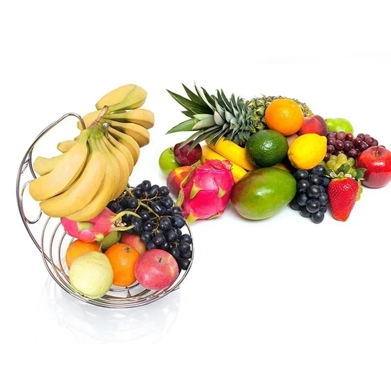 1PC Metal Fruit Basket Banana Rack Fruit Rack Storage Basket Table Kitchen Dining Decoration storage container kitchen gadgets kitchen drainage basket
