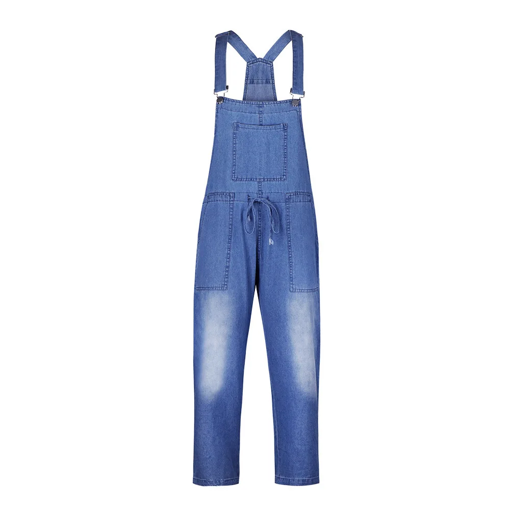 thumbnail image 1 of Monos de mezclilla azul de algodón sin mangas TEELYNN, monos casuales holgados con cordón en la cintura, monos de playa bohemios de verano 2023 para mujer, 1 of 5