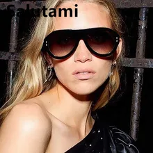 

New Fashion Brand One Piece Oval Sunglasses For Women Vintage Rivet Gradient Sun Glasses Men Retro Black Leopard Shades Uv400